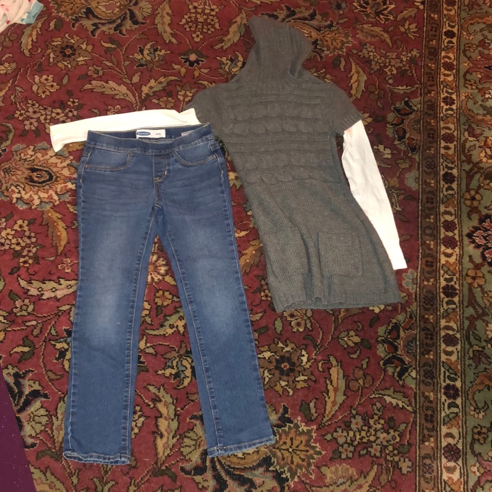 Old navy jeans and turtle neck sweater